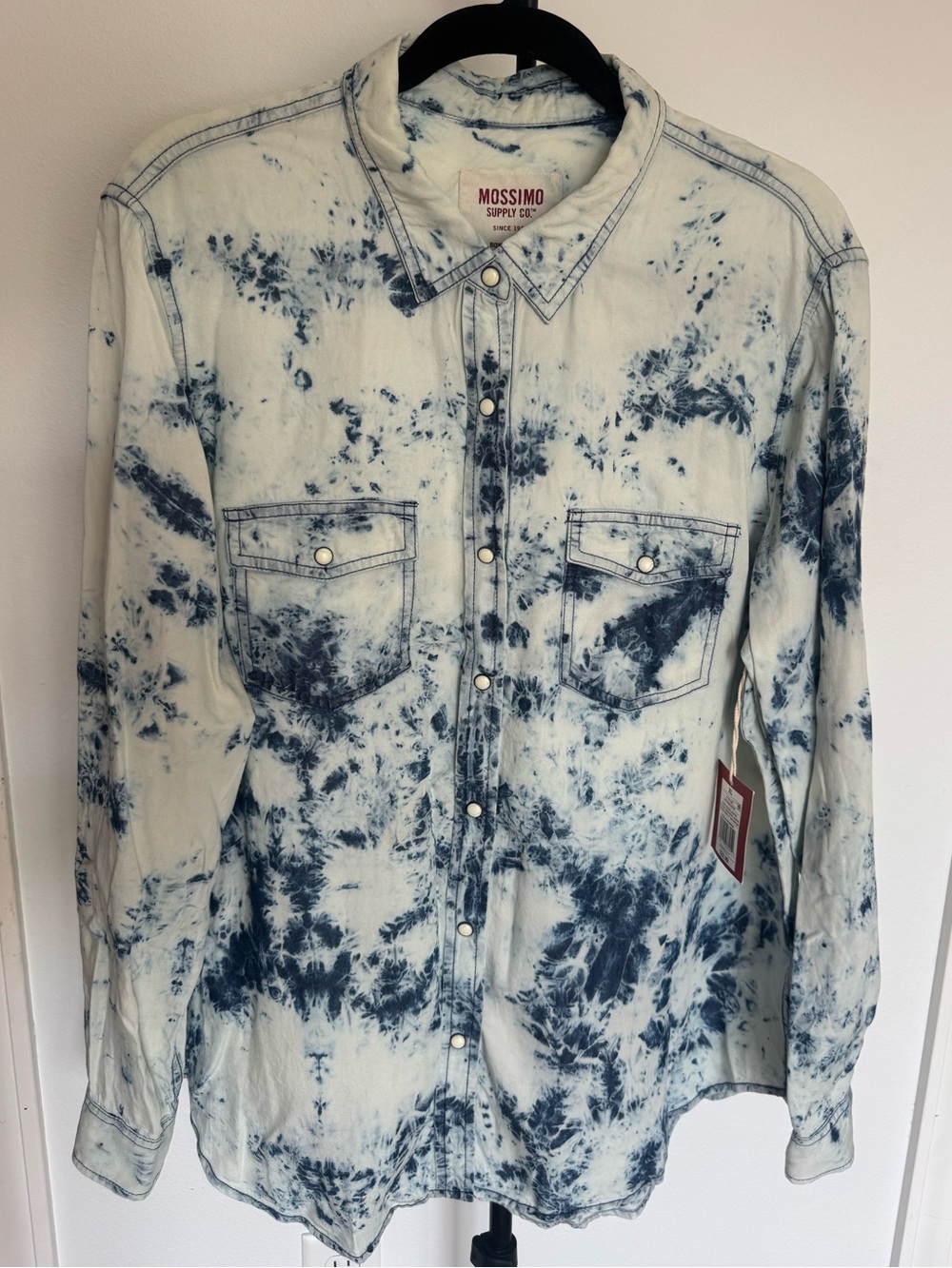 NWT Mossimo Supply Co. Tie-Dye Chambray Button-Up Shirt | XL